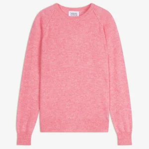 ETRET pull col rond rose chiné 100% cachemire