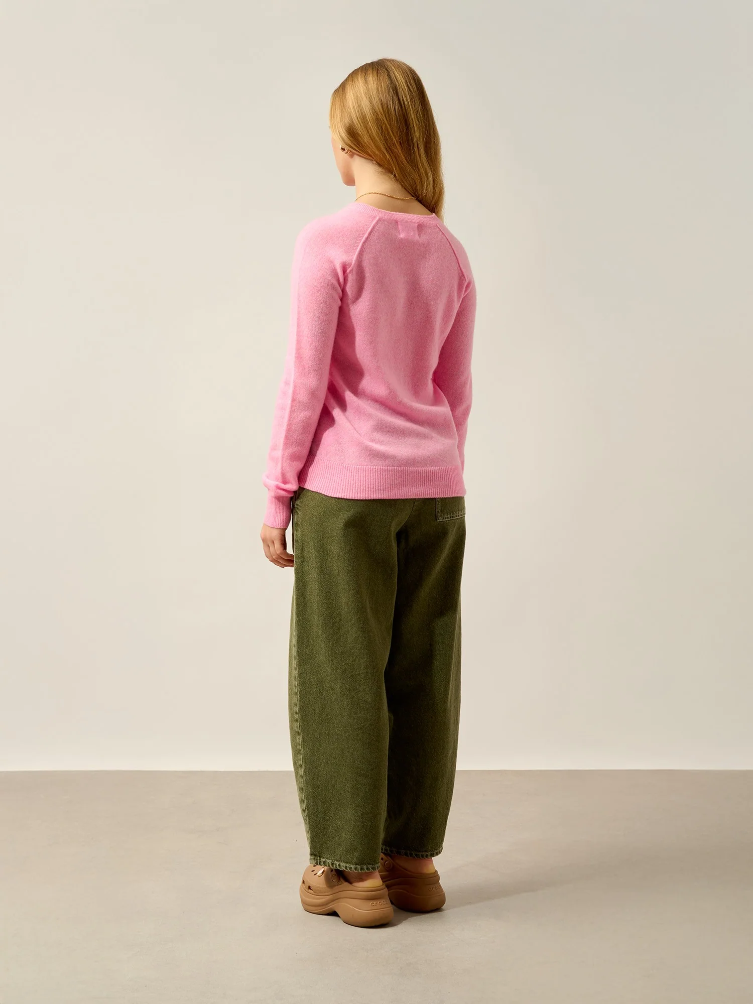 ETRET pull col rond rose fluo chiné 100% cachemire – Image 3