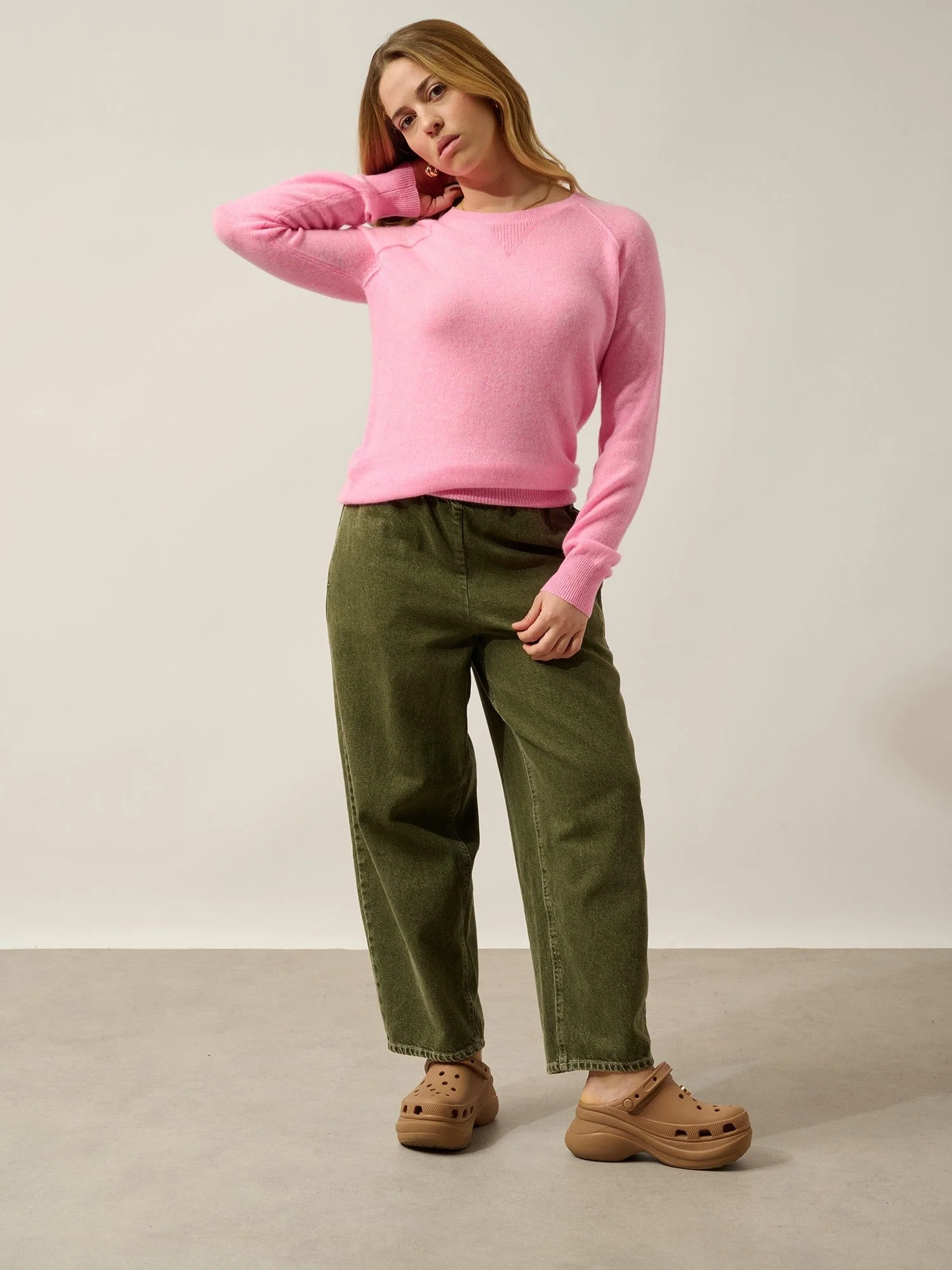 ETRET pull col rond rose fluo chiné 100% cachemire – Image 5