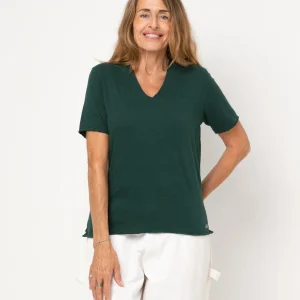 T-shirt EASYY col V - 100% coton - 406FOLIAGE