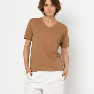 T-shirt EASYY col V - 100% coton - 219CHESTNUT