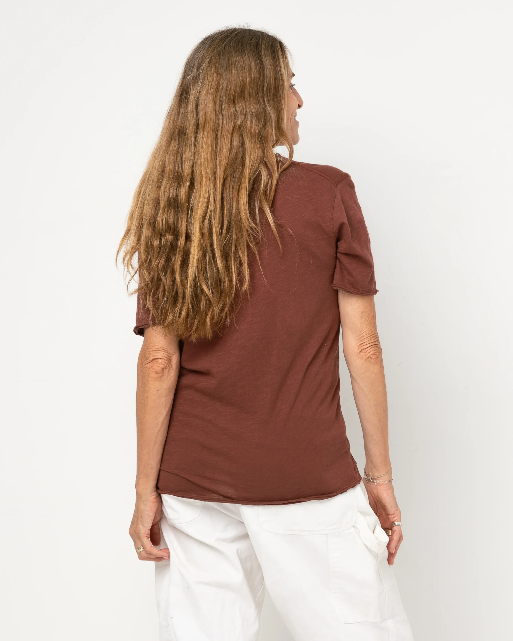 T-shirt EASYY col V - 100% coton - 625PLUM – Image 3