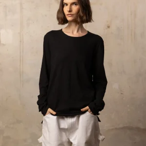 T-shirt EASYY col rond manches longues - 100% coton - 100BLACK