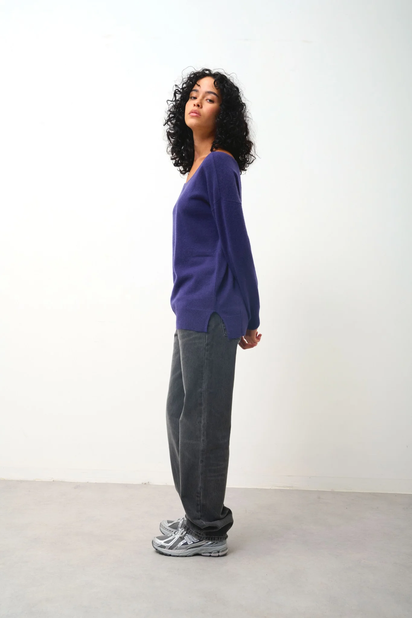 FARAUT pull col rond purple 100% cachemire – Image 3