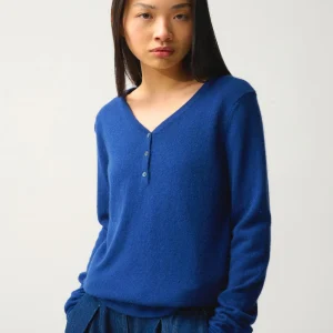 GABLE pull col v boutonné minuit 100% cachemire