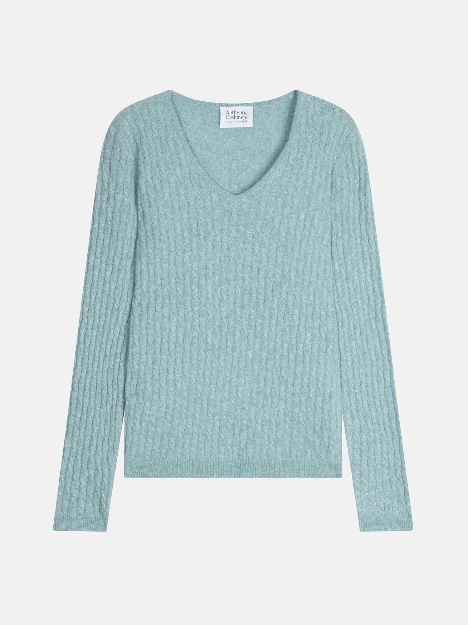 GRASMOOR pull col v aqua chiné 100% cachemire – Image 5