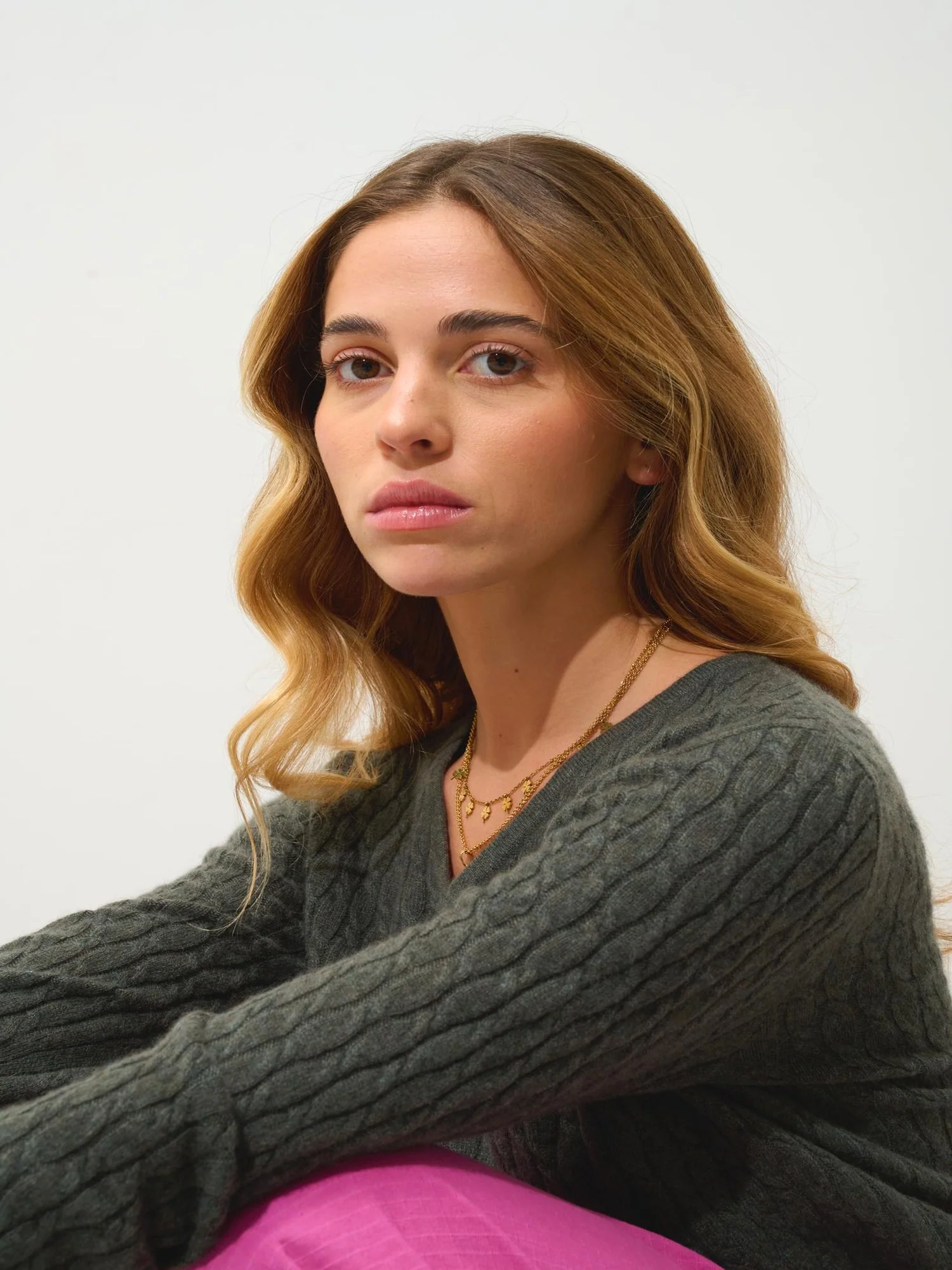 GRASMOOR pull col v kaki chiné 100% cachemire – Image 4