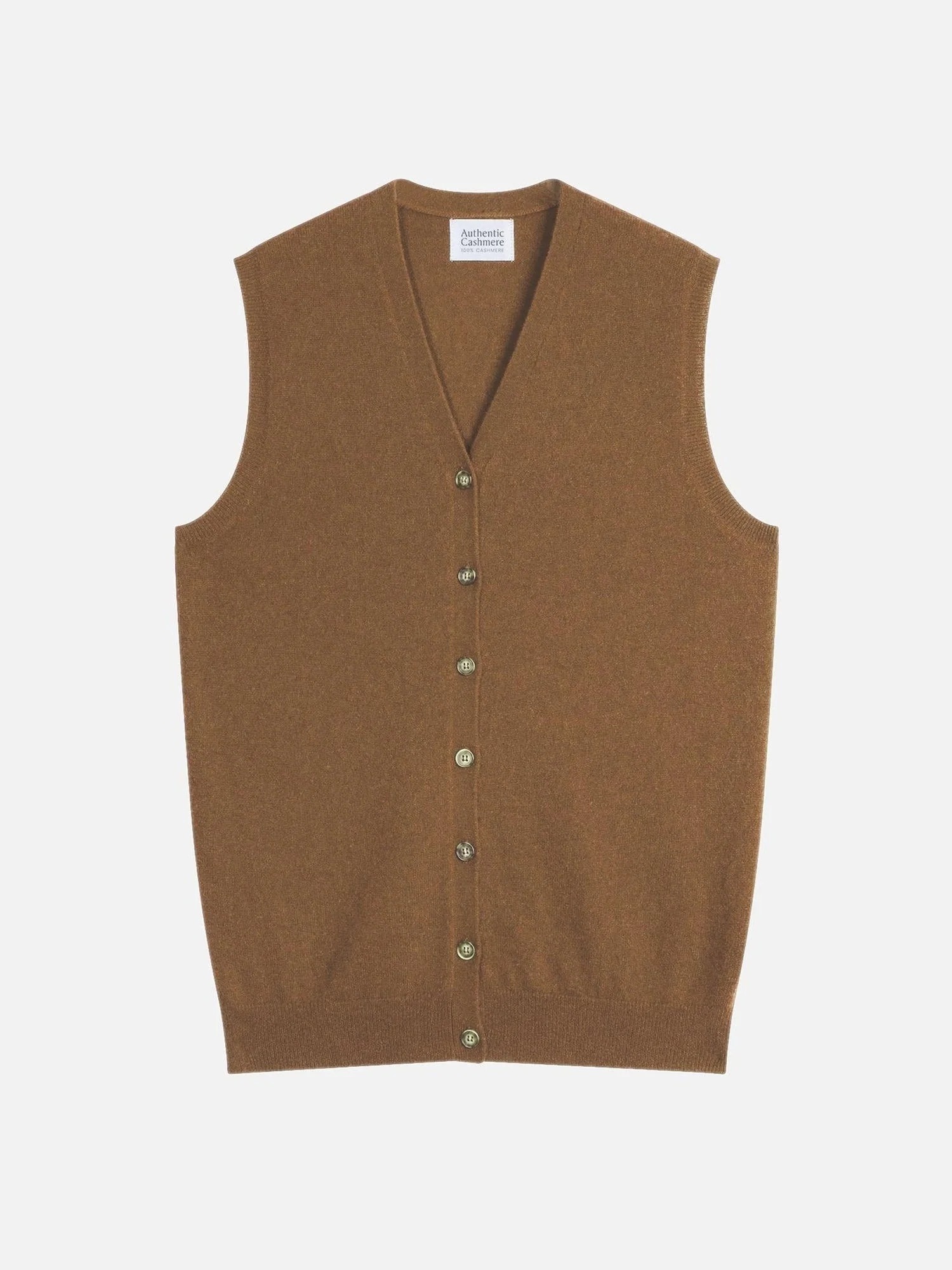 HUGO cardigan col v sans manches noisette 100% cachemire – Image 6