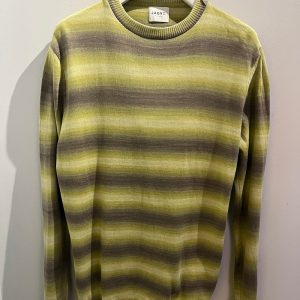 Pull en coton léger et fin bio rayures vert anis