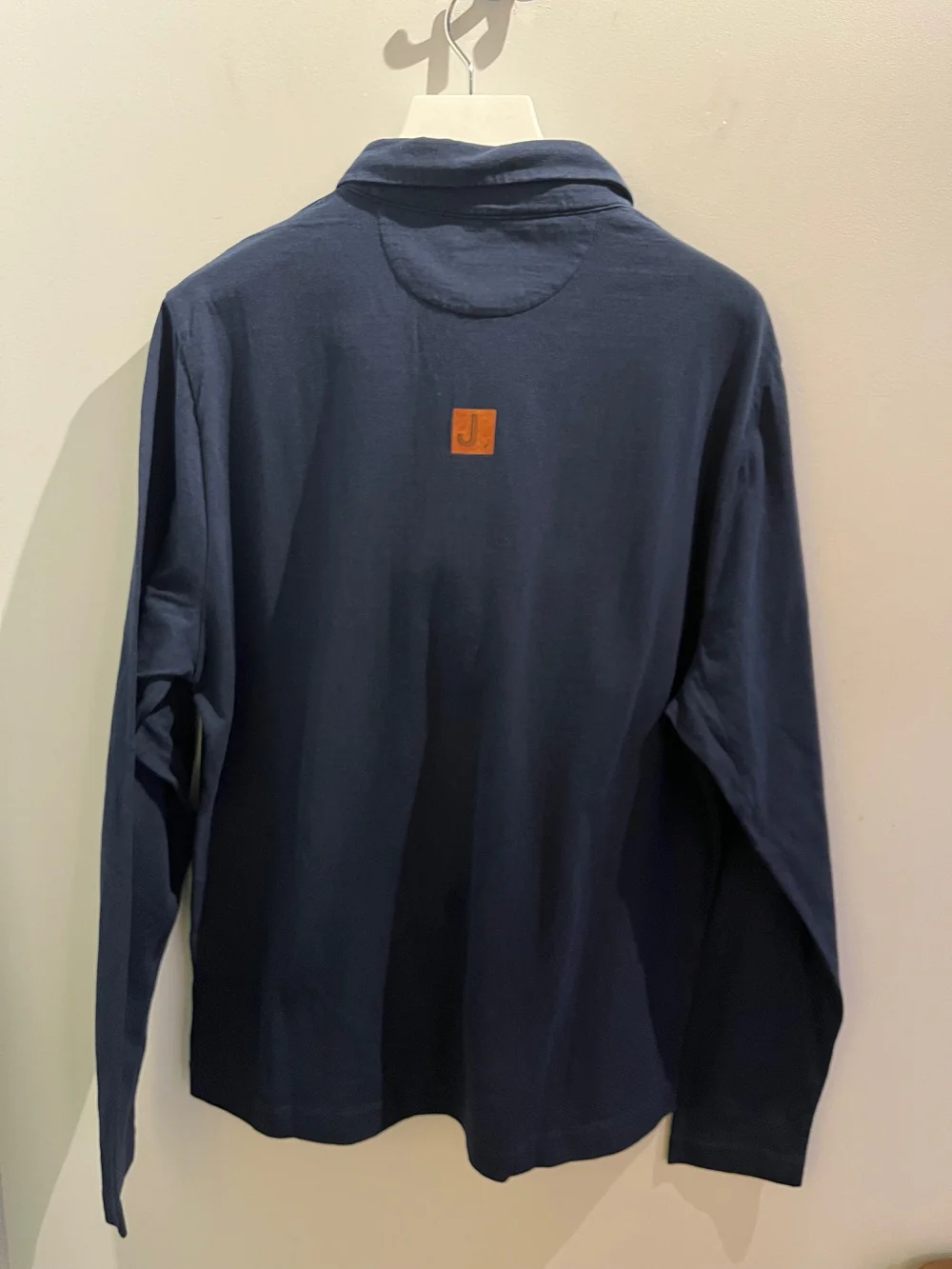 Polo en coton bio manches longues marine – Image 2