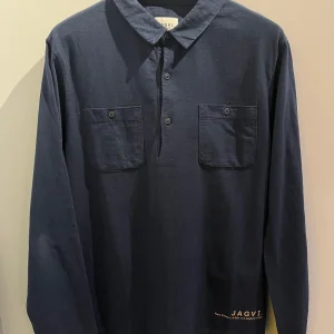 Polo en coton bio manches longues marine