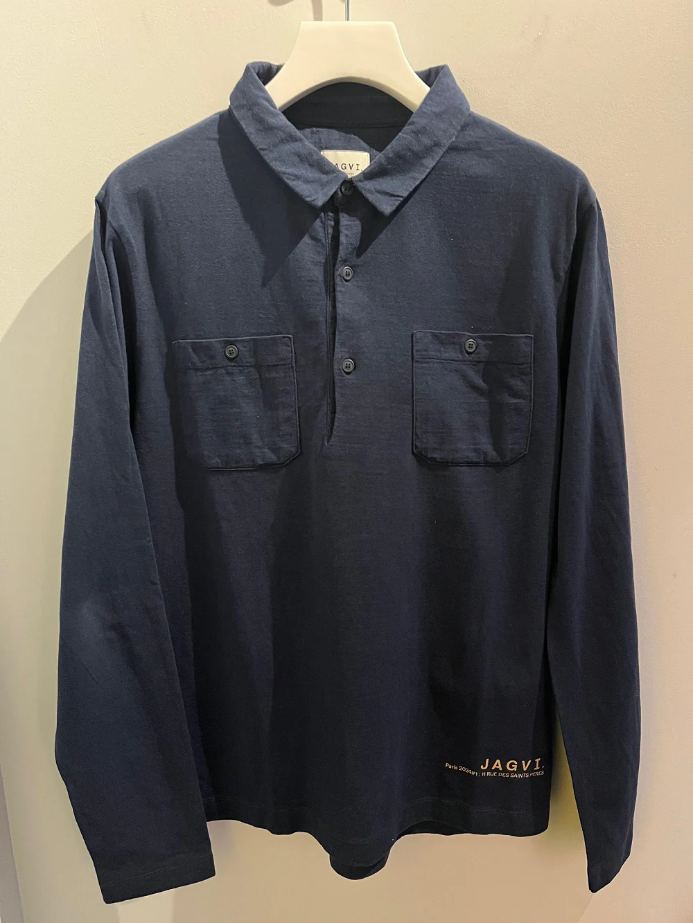 Polo en coton bio manches longues marine