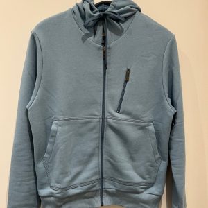 Sweat zippé coton bio à capuche bleu ciel