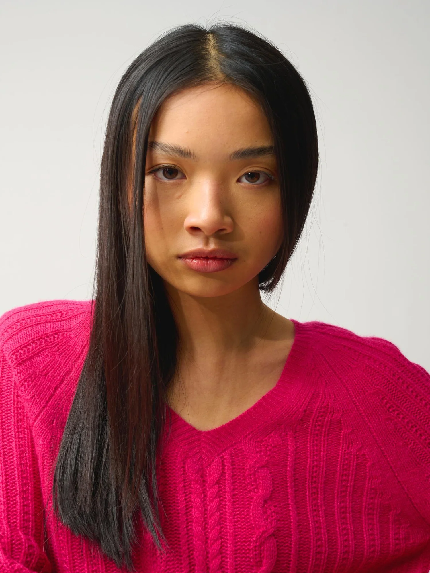 INDIRA pull col v 6 fils fuchsia 100% cachemire – Image 5