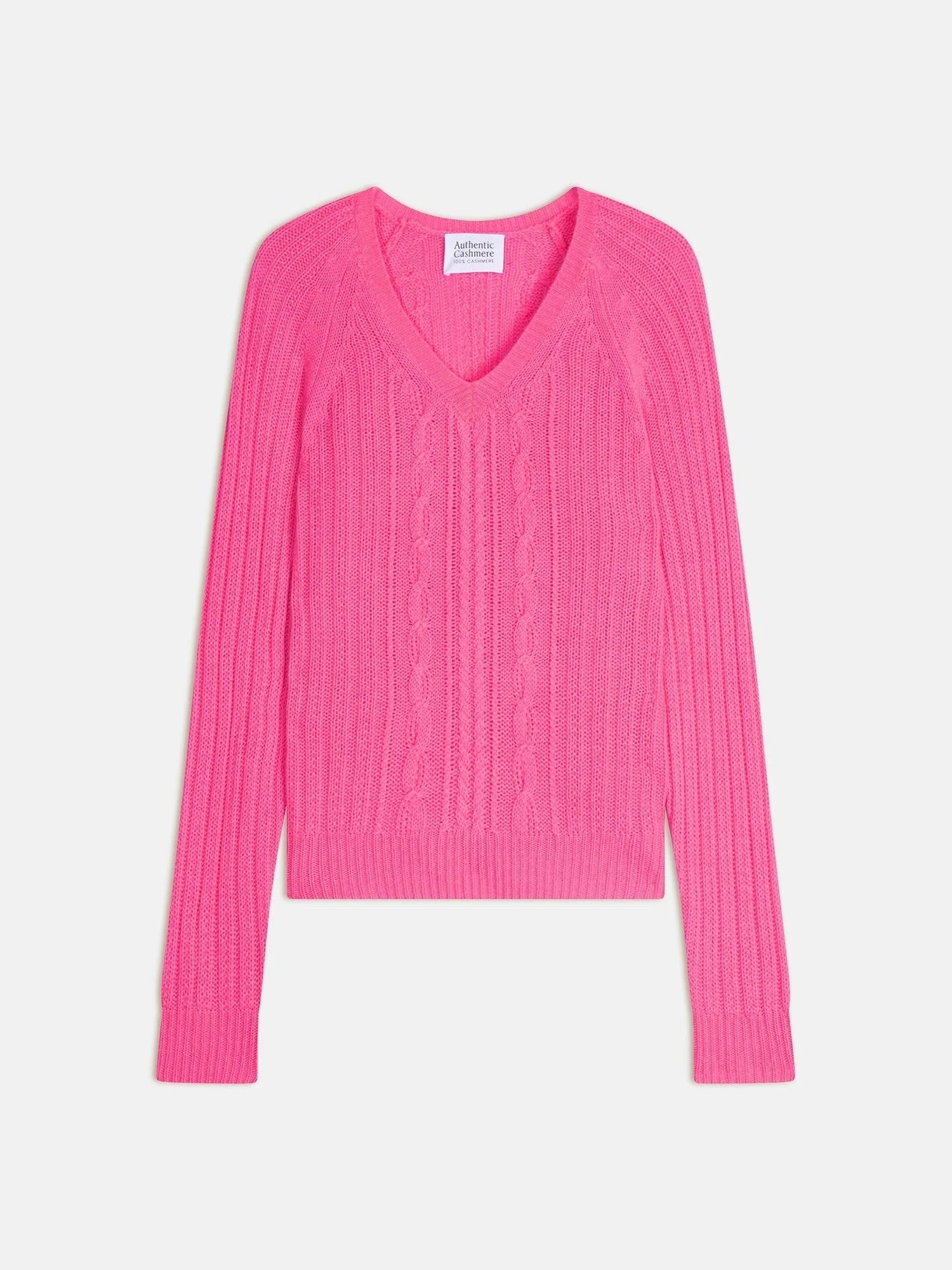 INDIRA pull col v 6 fils rose fluo 100% cachemire – Image 8