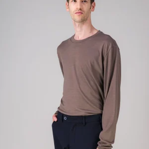 T Shirt LS laine recyclée japonaise marron glacé