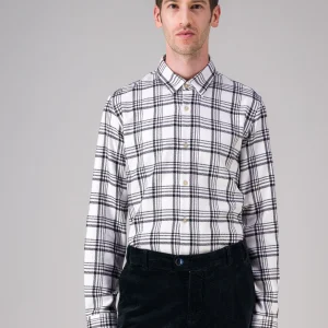 Chemise en flanelle de coton bio carreaux blanc noir