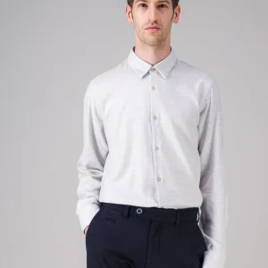 Chemise en flanelle de coton bio gris clair chiné