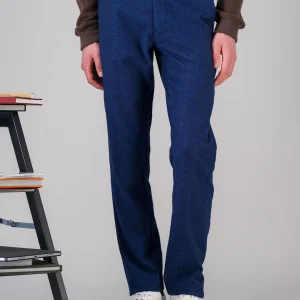 Pantalon city coton laine stretch bleu