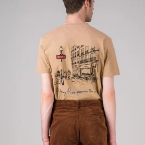 T Shirt coton bio japonais Paris Soul beige