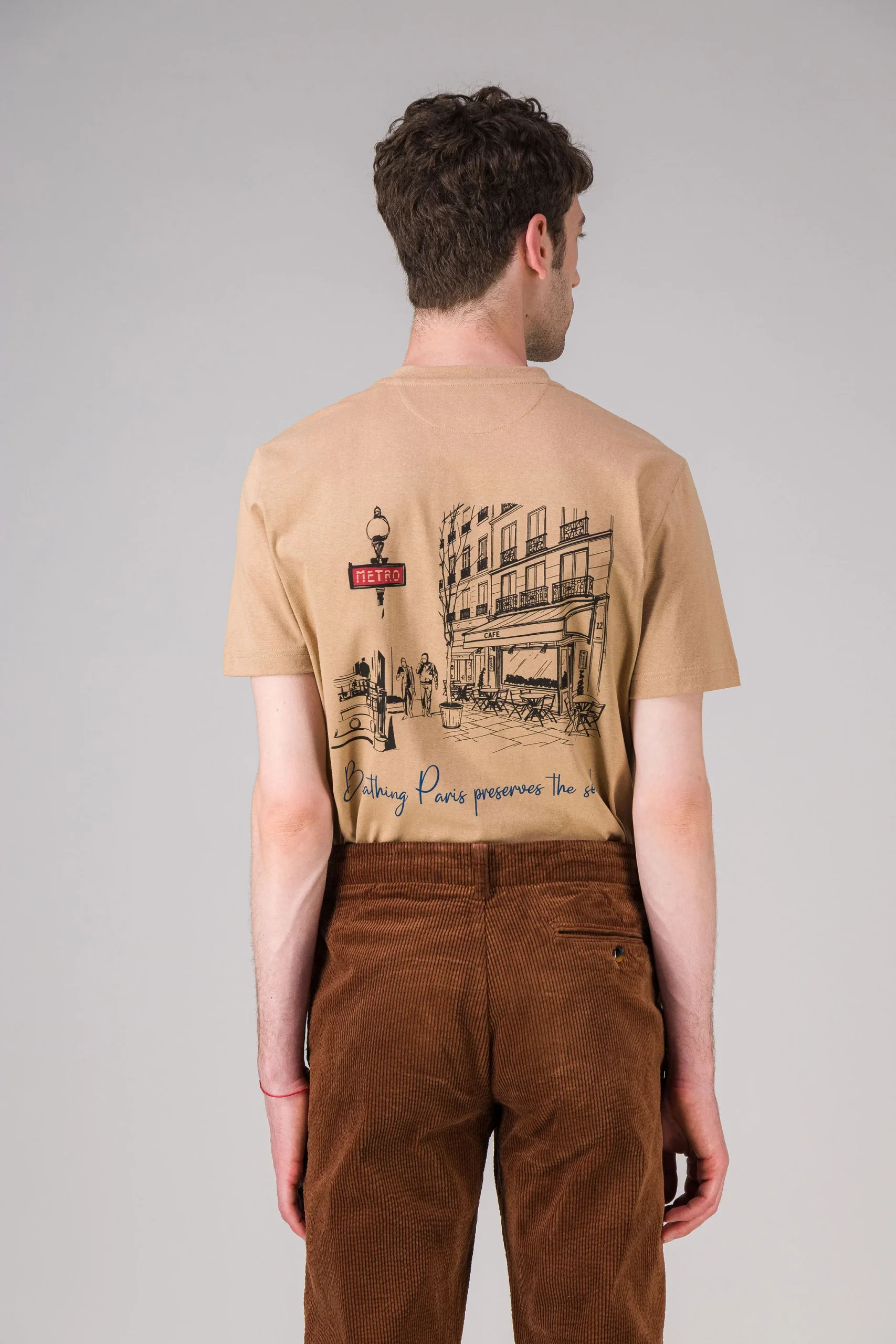 T Shirt coton bio japonais Paris Soul beige
