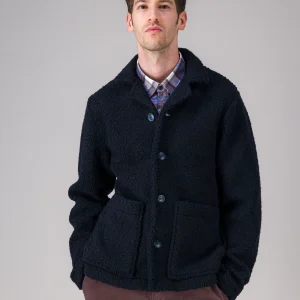 Surchemise en coton/laine recyclée marine