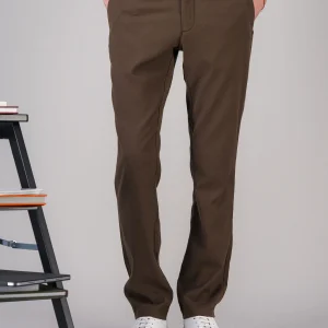 Pantalon city coton laine stretch marron