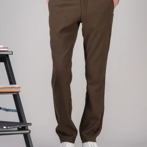 Pantalon city coton laine stretch marron