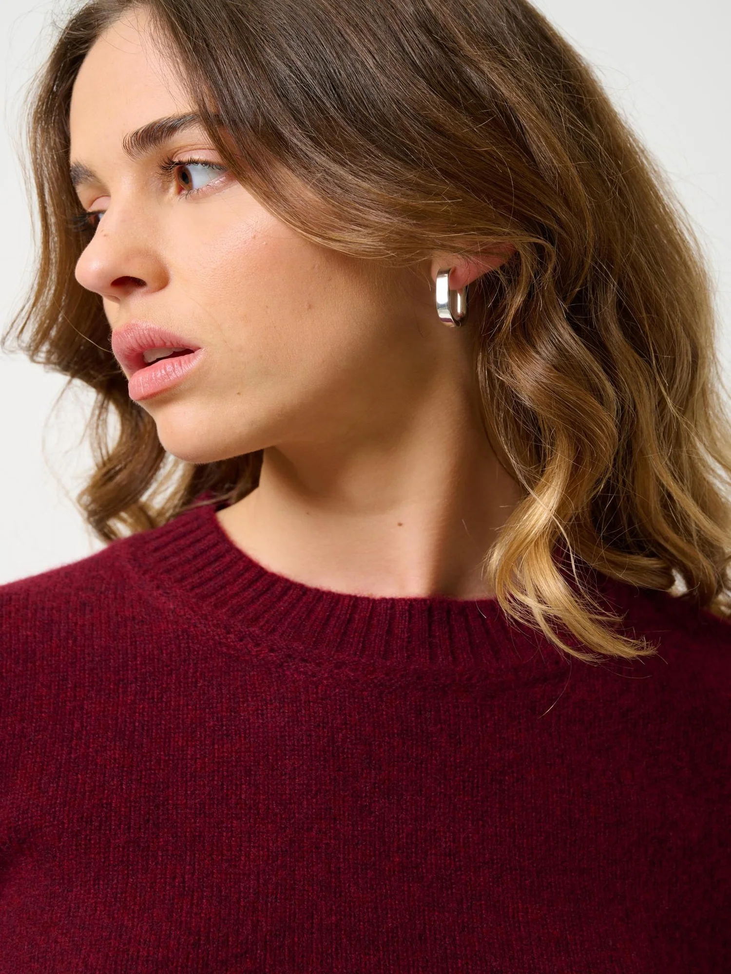 JETSAN pull col rond 4 fils cranberry chiné 100% cachemire – Image 2