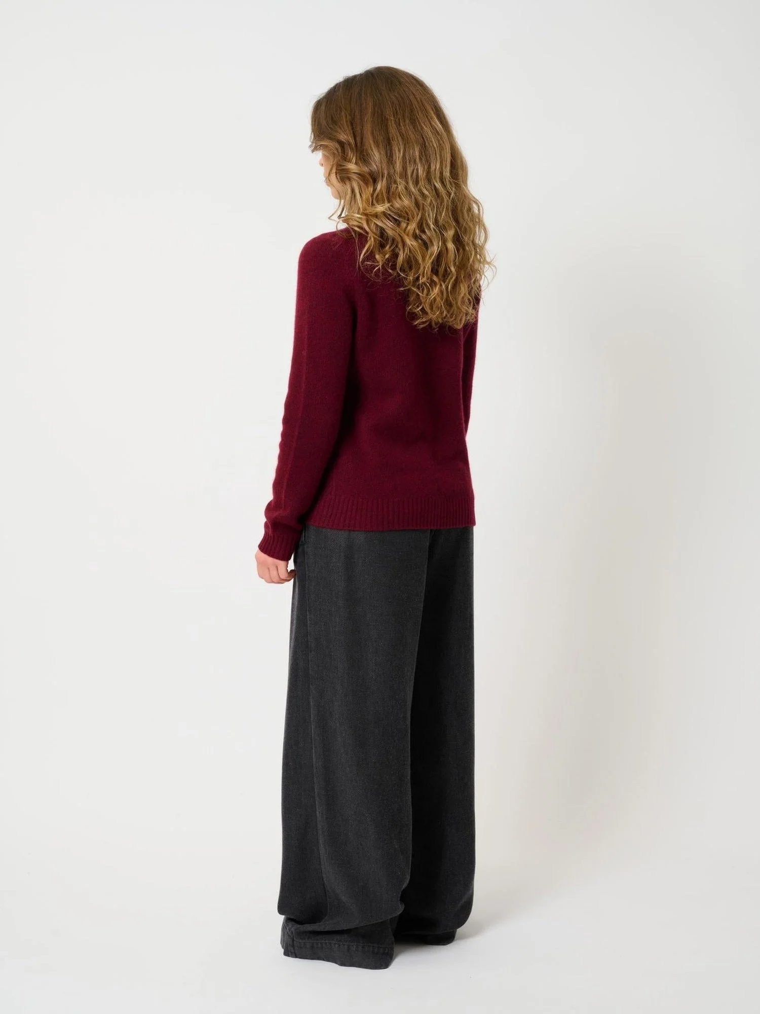 JETSAN pull col rond 4 fils cranberry chiné 100% cachemire – Image 4