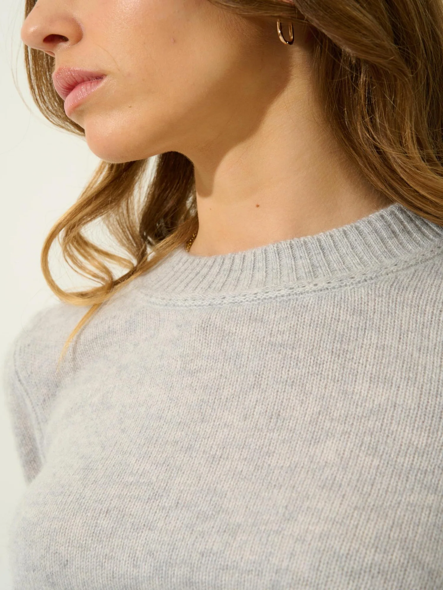 JETSAN pull col rond 4 fils gris clair chiné 100% cachemire – Image 3