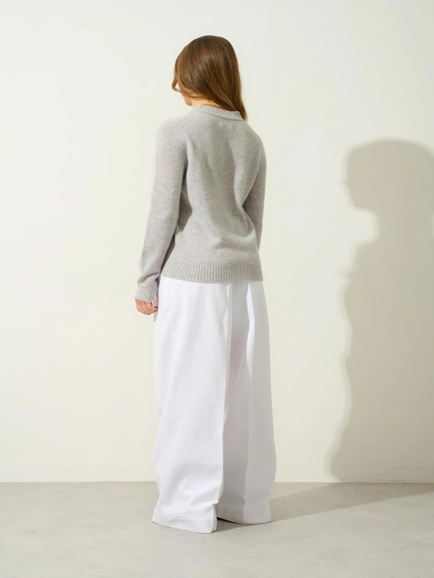 JETSAN pull col rond 4 fils gris clair chiné 100% cachemire – Image 5