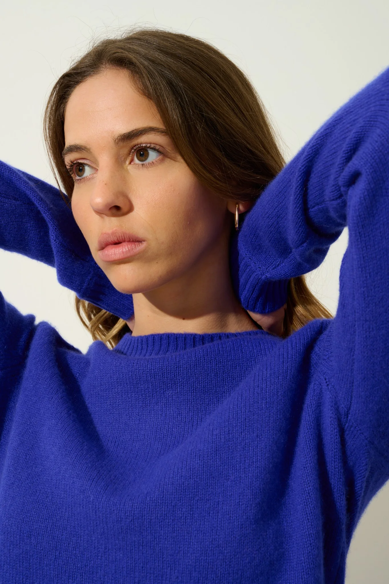 JETSAN pull col rond 4 fils indigo 100% cachemire – Image 3