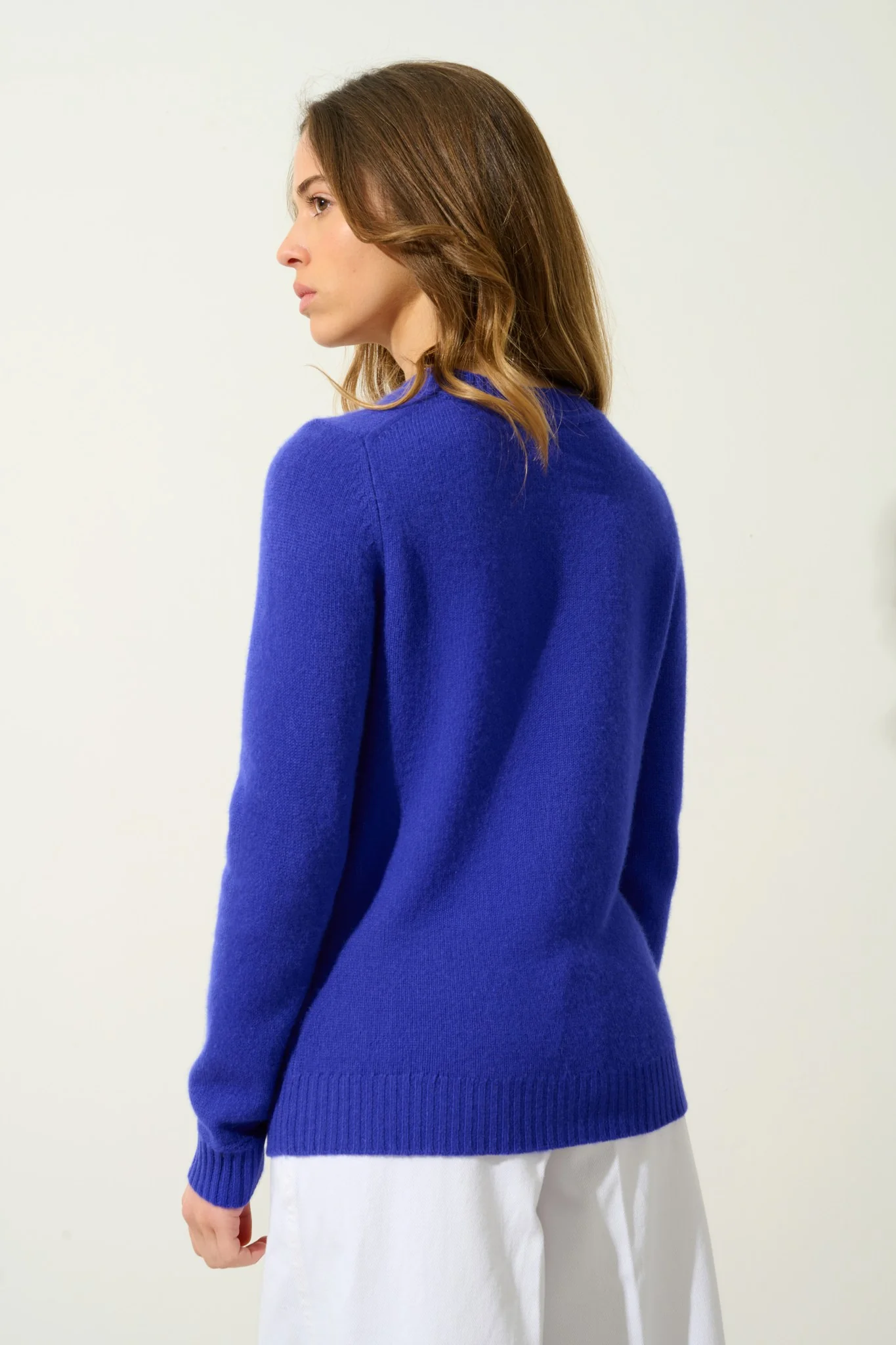 JETSAN pull col rond 4 fils indigo 100% cachemire – Image 5