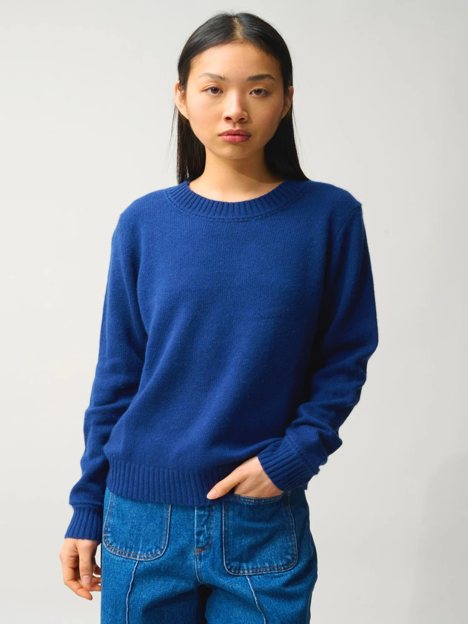 JETSAN pull col rond 4 fils minuit 100% cachemire