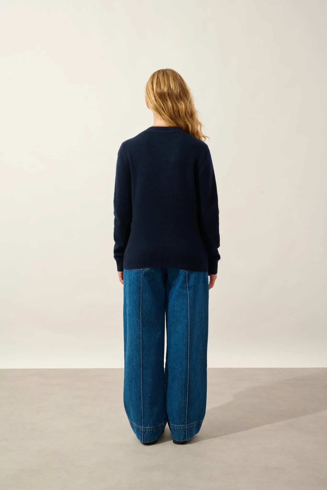 JETSAN pull col rond 4 fils navy 100% cachemire – Image 3