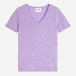 KALI t-shirt col v mauve 100% cachemire