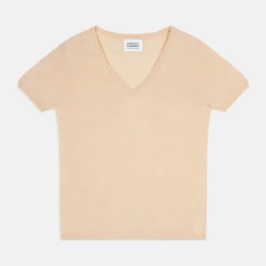 KALI t-shirt col v sable 100% cachemire