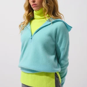 KARMA pull camionneur aqua 100% cachemire