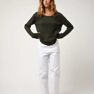 LANFON pull col bateau kaki 100% cachemire