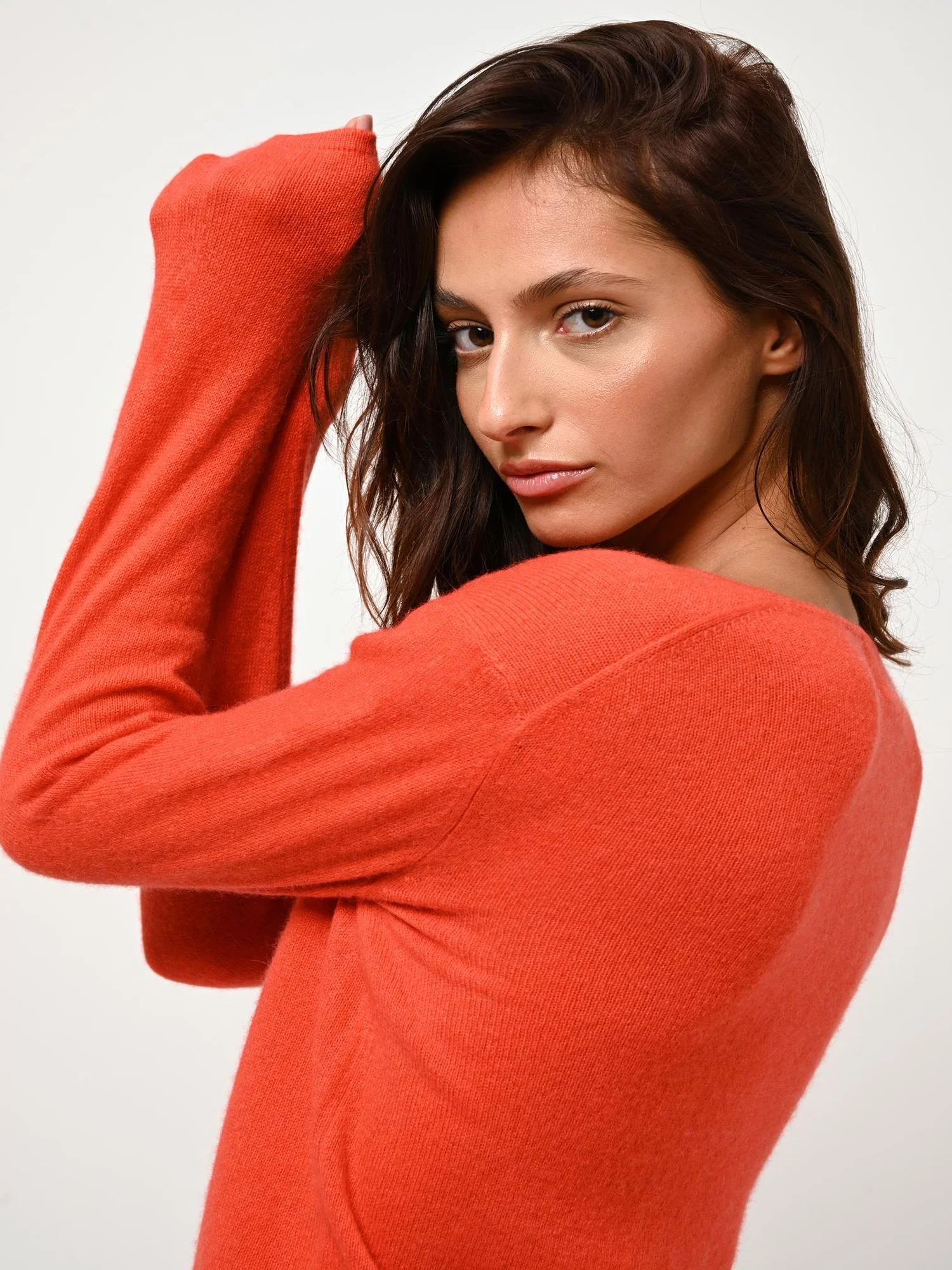 LANFON pull col bateau orange 100% cachemire – Image 4