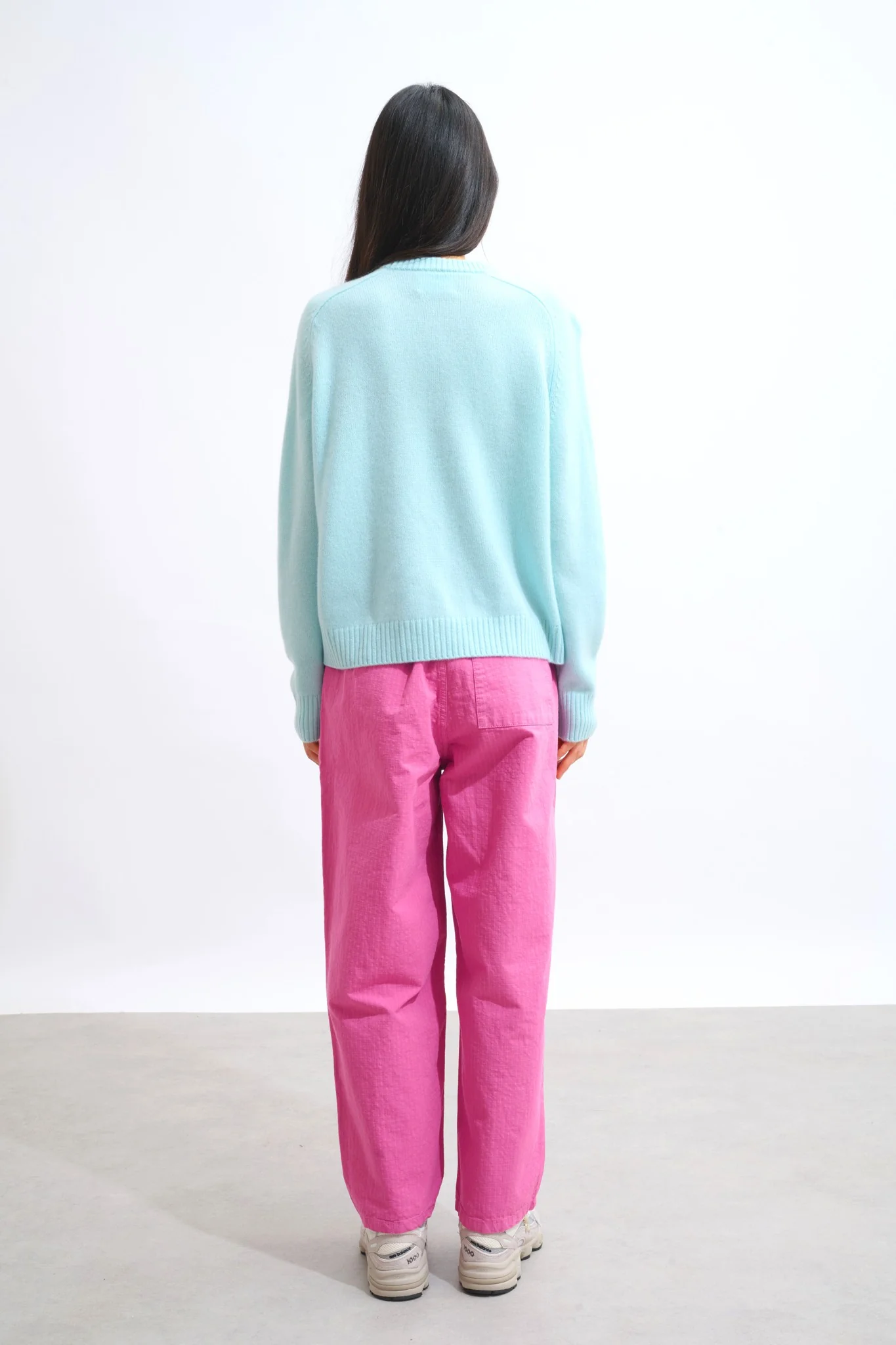 LORENA pull col rond 4 fils vert d'eau 100% cachemire – Image 3
