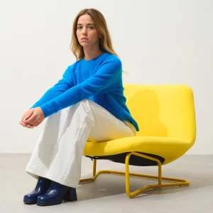 LUNÉA pull col rond azur 100% cachemire