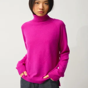 MADELINE pull col roulé violine 100% cachemire