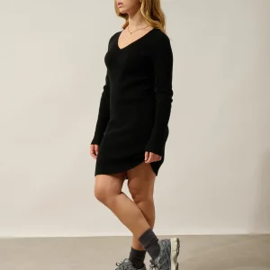 MAEN robe col v noir 100% cachemire