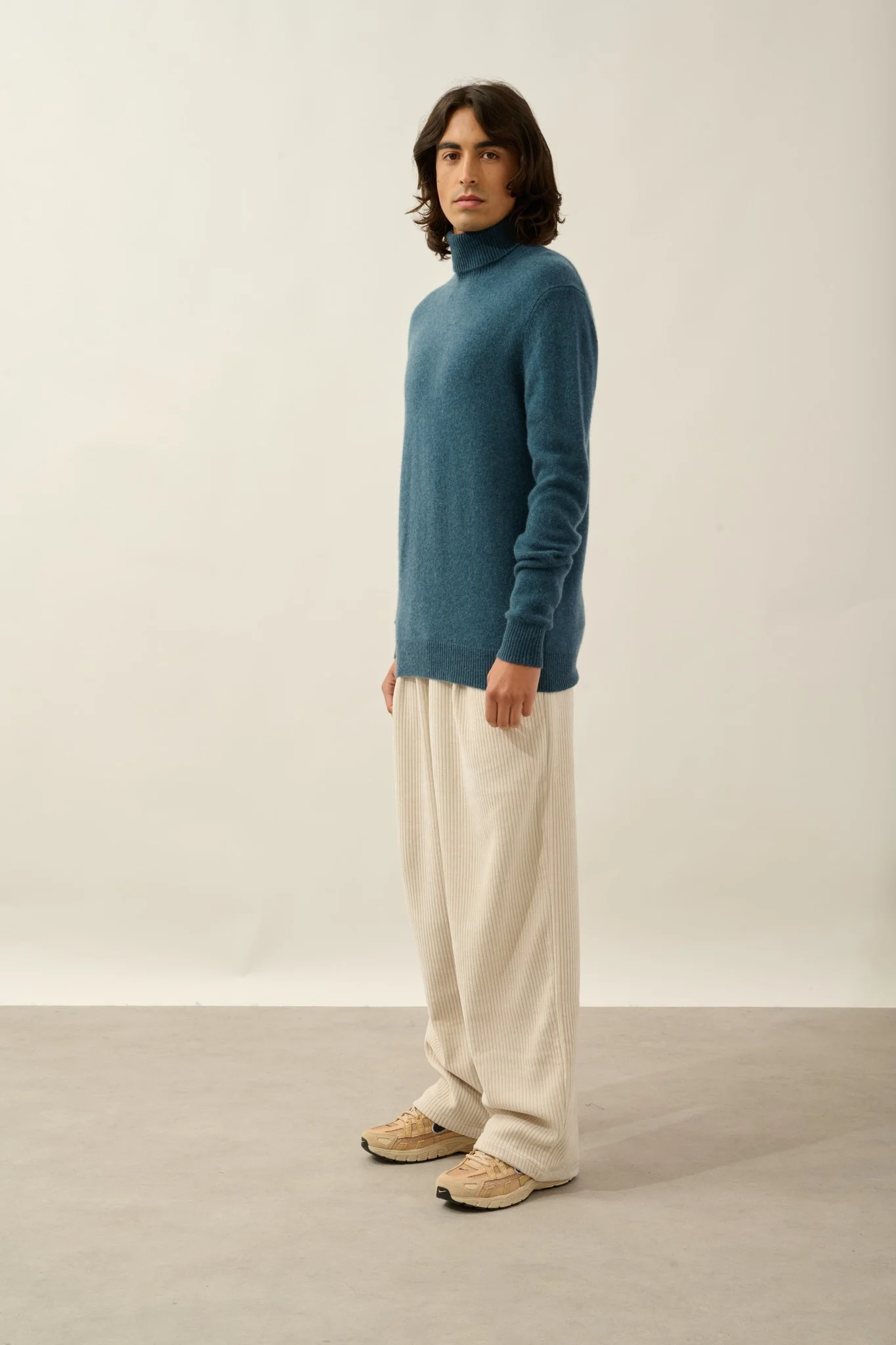 MARTIN pull col roulé 4 fils vert canard chiné 100% cachemire – Image 5