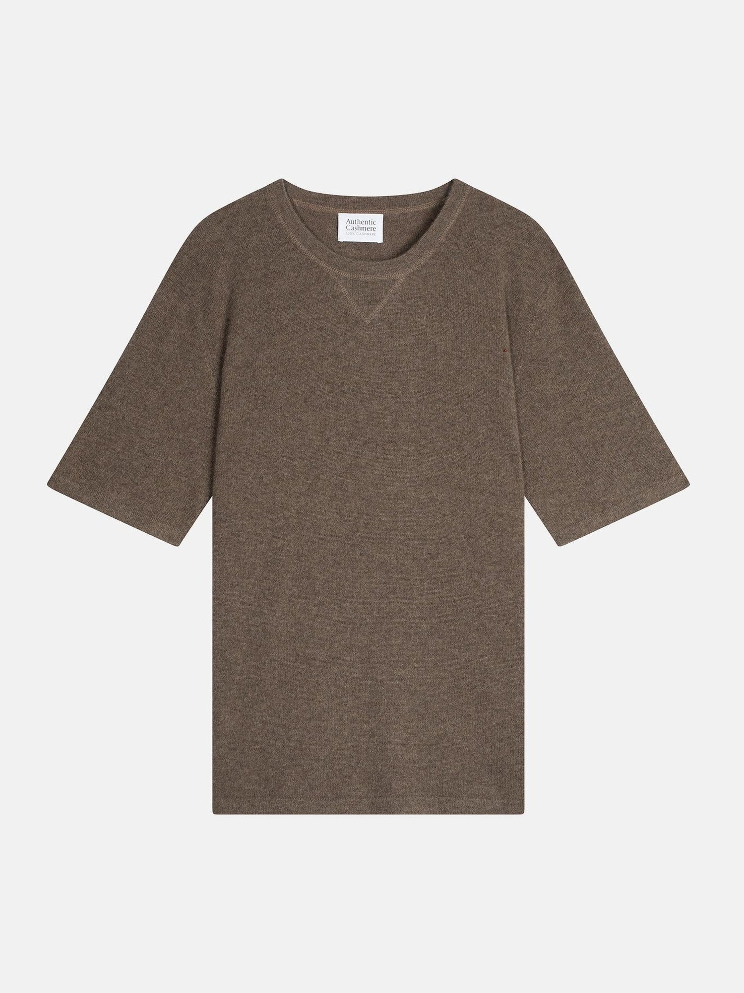 MAYA thirt col rond taupe chiné 100% cachemire – Image 5