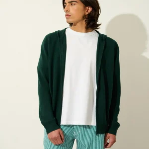 NEURRE gilet zippé capuche cyprès 100% cachemire