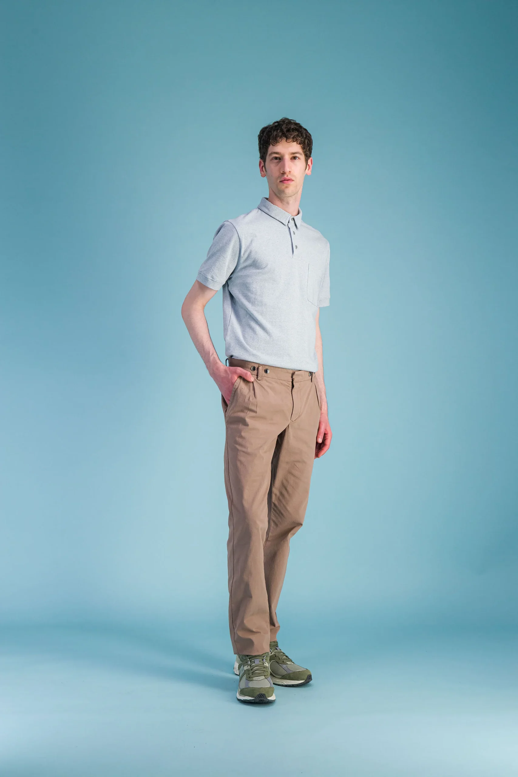 Polo en coton bio bleu ciel – Image 2