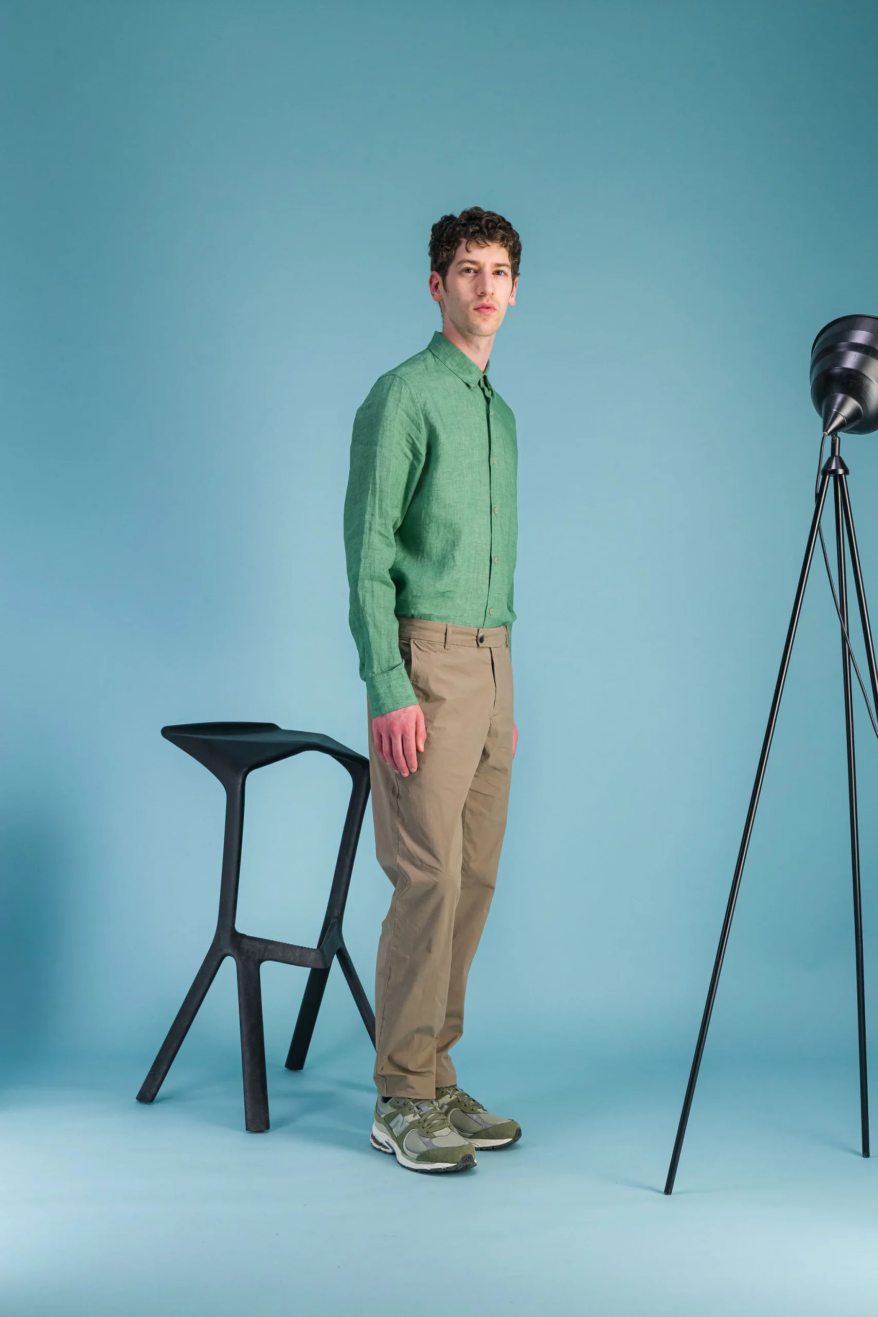 Chemise lin vert chiné – Image 2